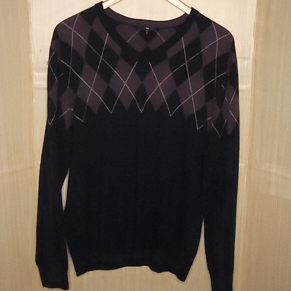 Gap Mens Navy Blue Purple Wool Blend Arguile Sweater XL - Picture 1 of 6